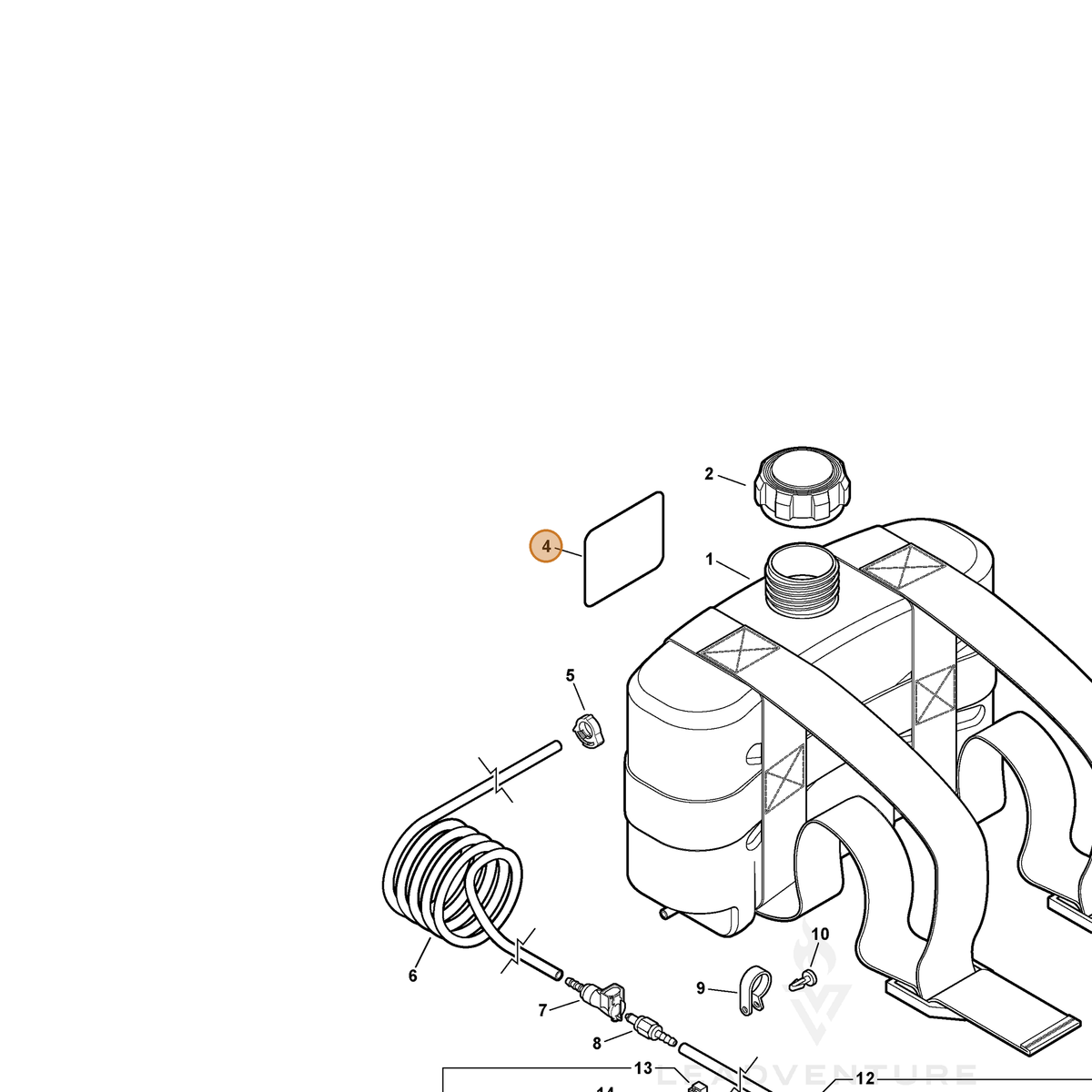 ECHO part X547000410 — IPL diagram snippet (6x zoom, amber highlight)