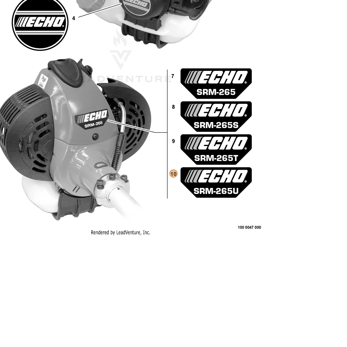 ECHO part X547000630 — IPL diagram snippet (6x zoom, amber highlight)