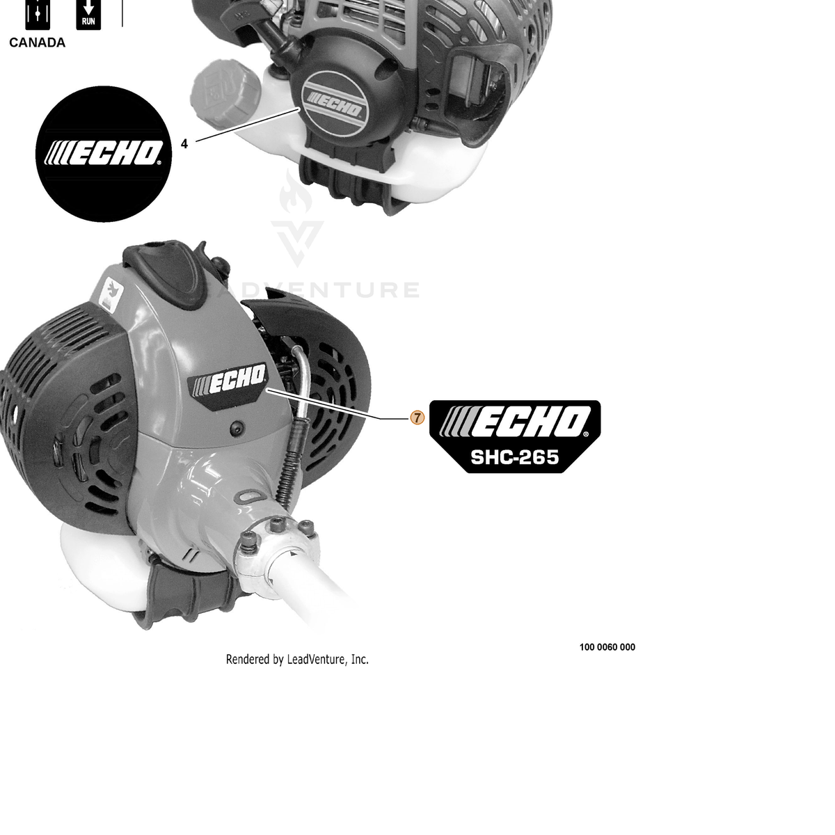 ECHO part X547000690 — IPL diagram snippet (6x zoom, amber highlight)