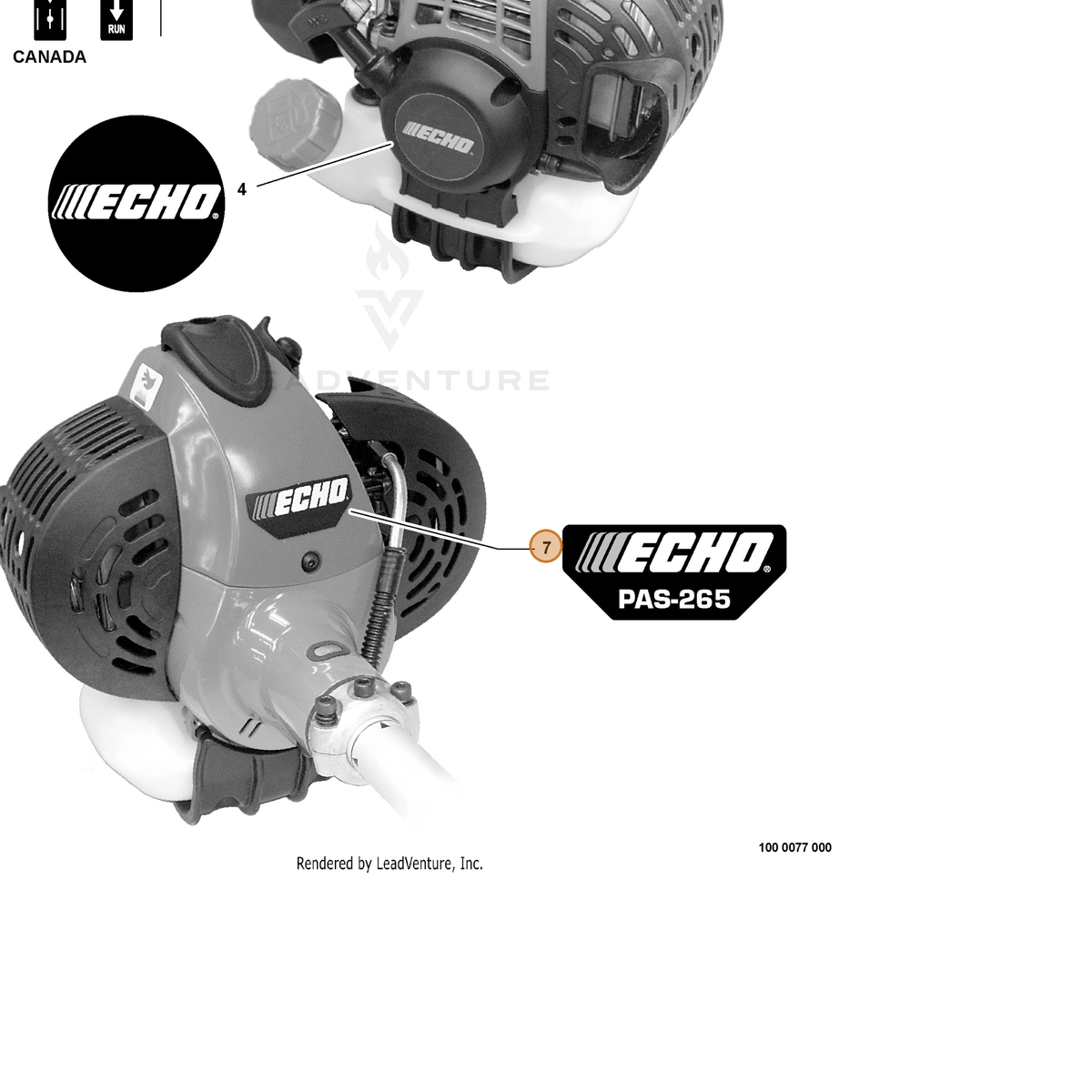 ECHO part X547000760 — IPL diagram snippet (6x zoom, amber highlight)