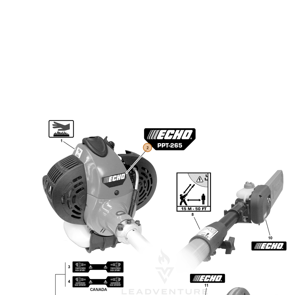ECHO part X547000770 — IPL diagram snippet (6x zoom, amber highlight)