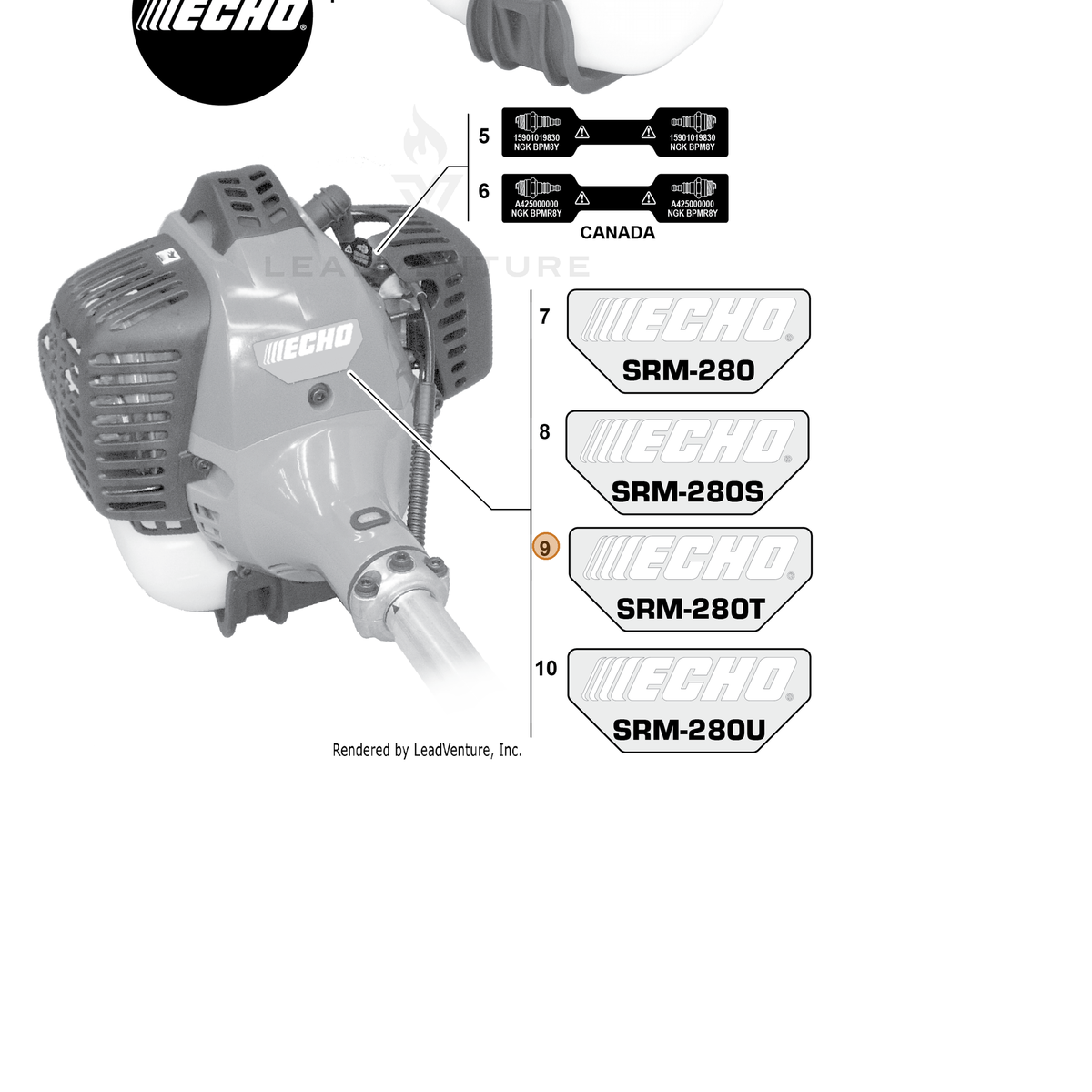ECHO part X547000820 — IPL diagram snippet (6x zoom, amber highlight)