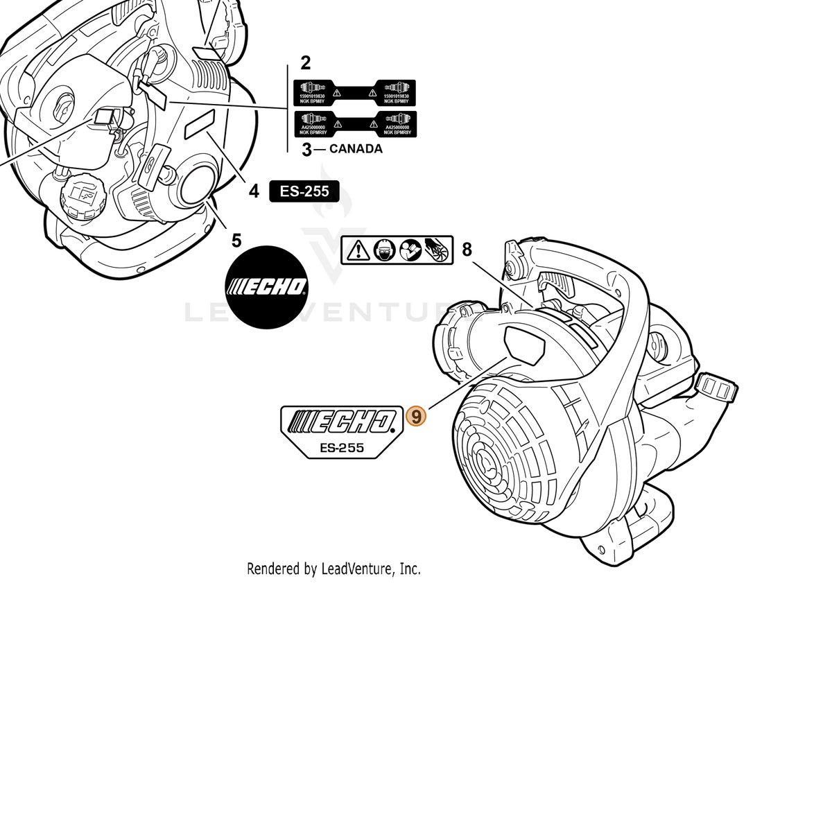 ECHO part X547000860 — IPL diagram snippet (6x zoom, amber highlight)