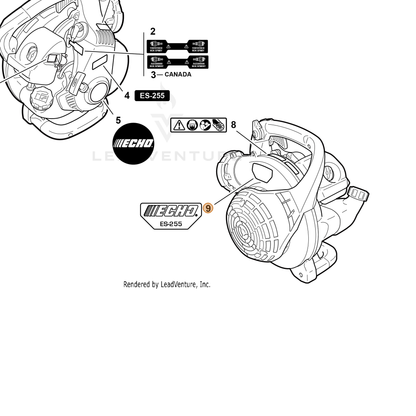 ECHO part X547000860 — IPL diagram snippet (6x zoom, amber highlight)