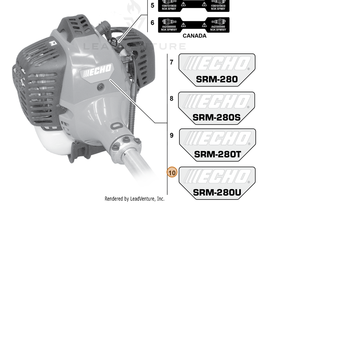 ECHO part X547000890 — IPL diagram snippet (6x zoom, amber highlight)