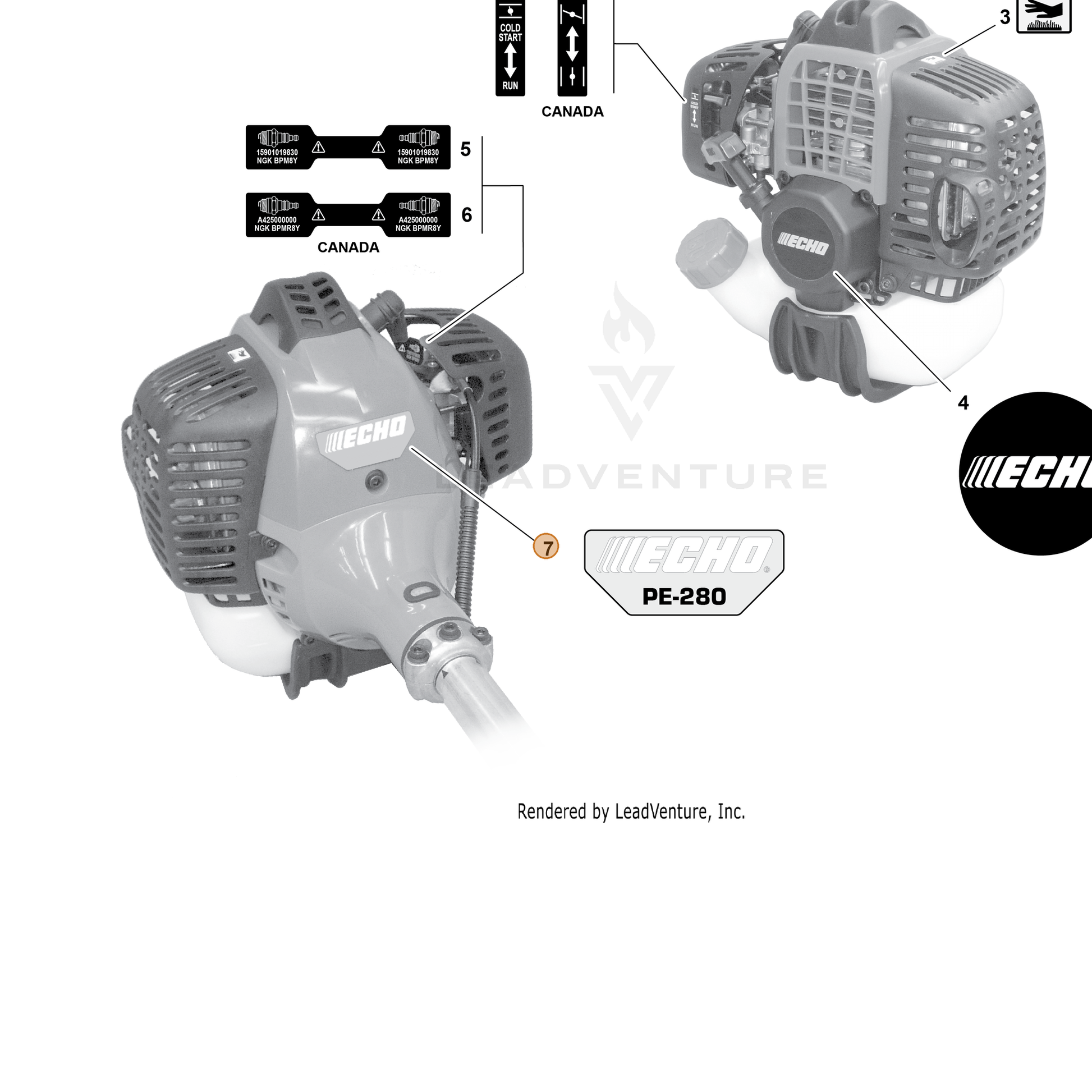 ECHO part X547000900 — IPL diagram snippet (6x zoom, amber highlight)
