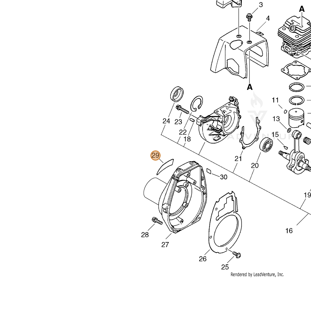 ECHO part X547001110 — IPL diagram snippet (6x zoom, amber highlight)
