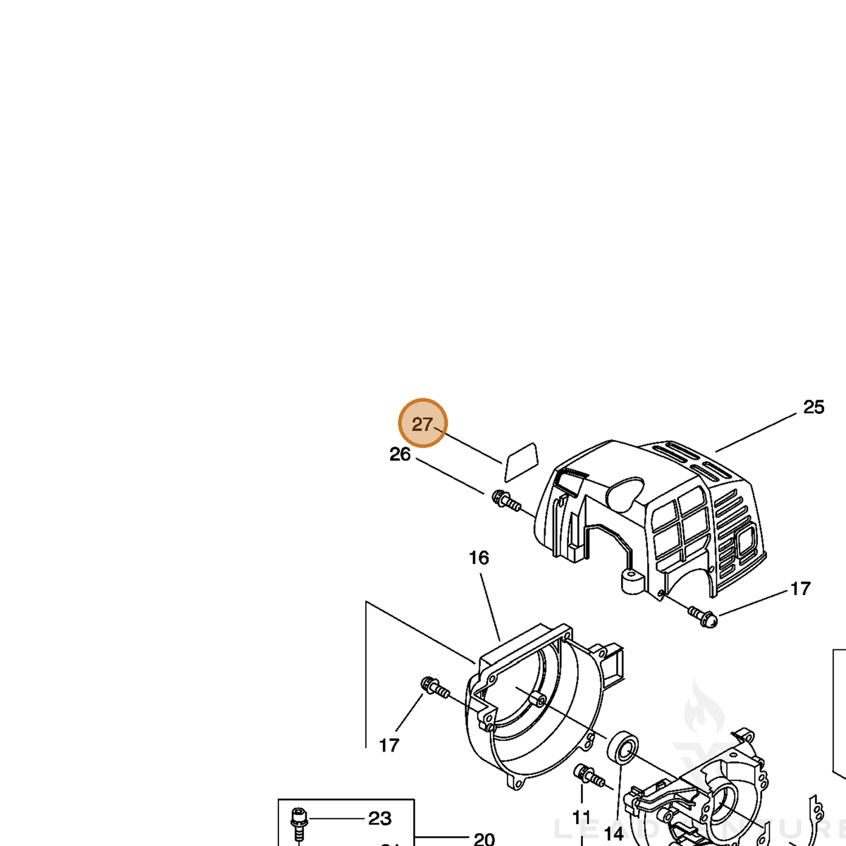 ECHO part X547001160 — IPL diagram snippet (6x zoom, amber highlight)