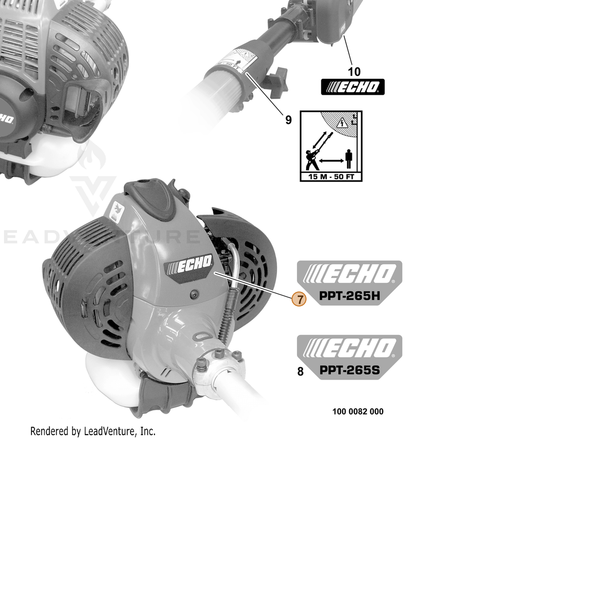 ECHO part X547001270 — IPL diagram snippet (6x zoom, amber highlight)