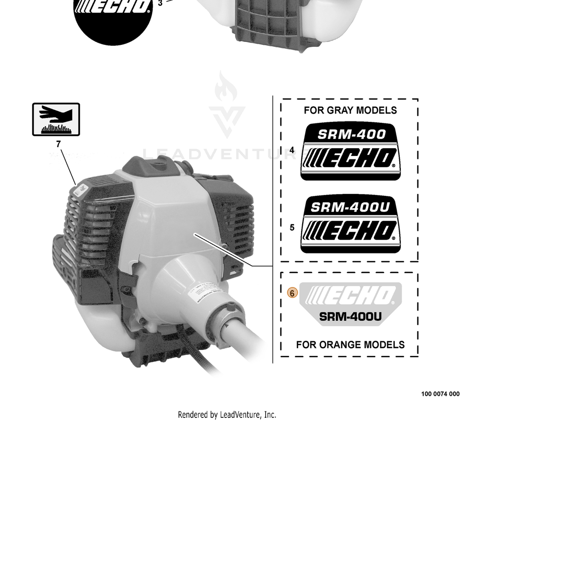 ECHO part X547001290 — IPL diagram snippet (6x zoom, amber highlight)