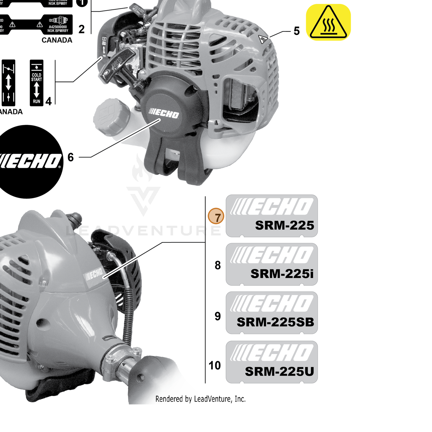 ECHO part X547001300 — IPL diagram snippet (6x zoom, amber highlight)