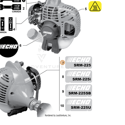 ECHO part X547001300 — IPL diagram snippet (6x zoom, amber highlight)