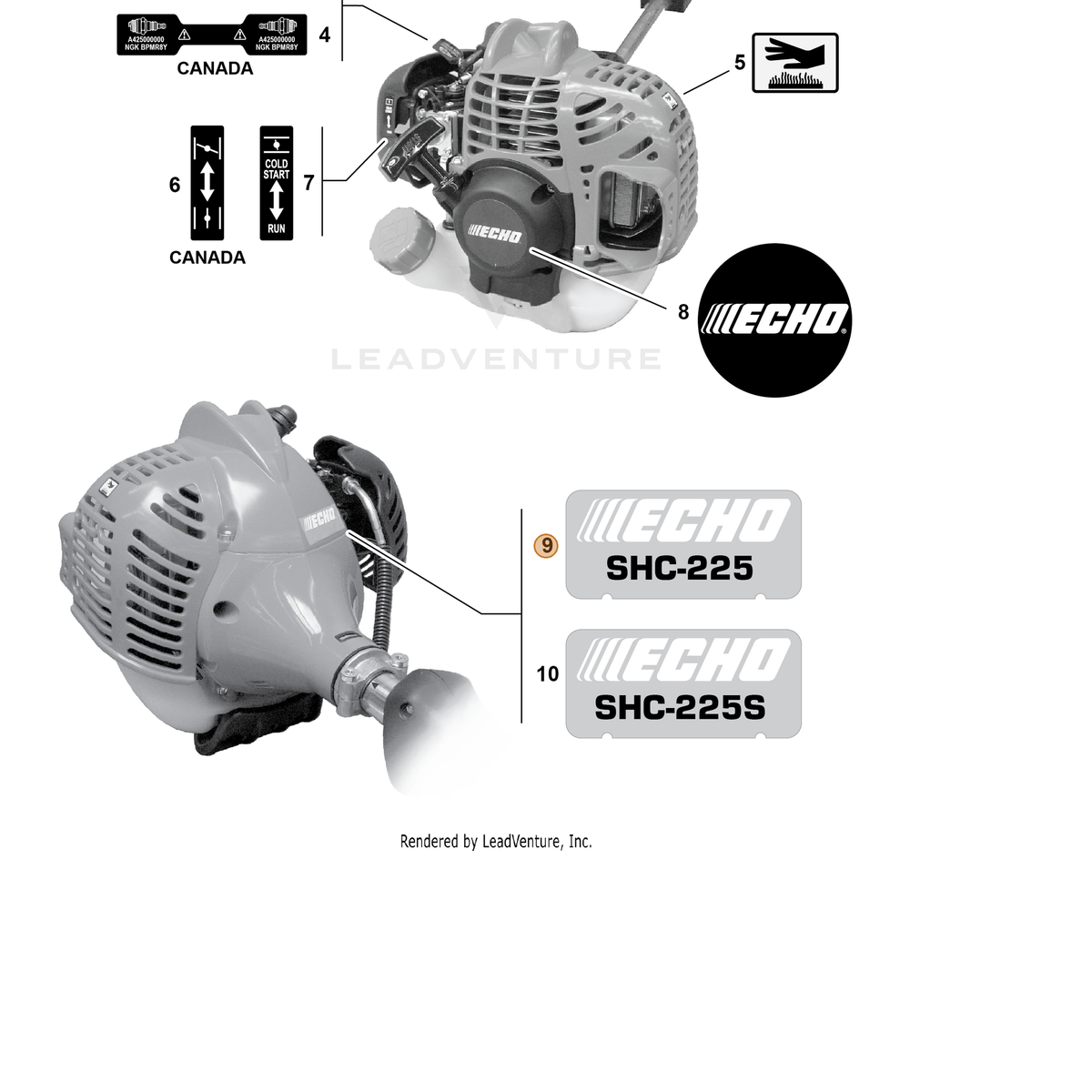 ECHO part X547001340 — IPL diagram snippet (6x zoom, amber highlight)