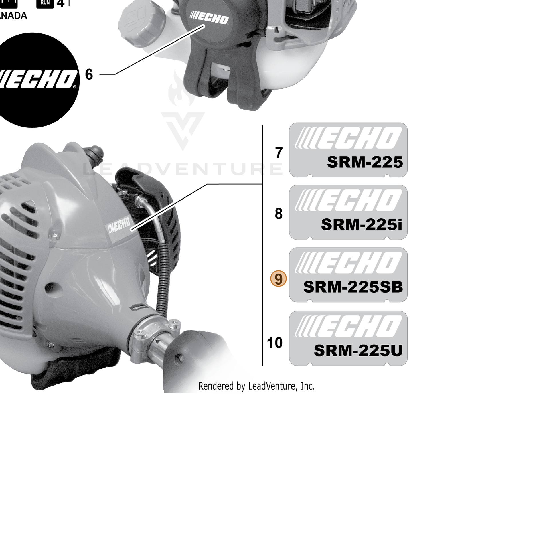 ECHO part X547001360 — IPL diagram snippet (6x zoom, amber highlight)