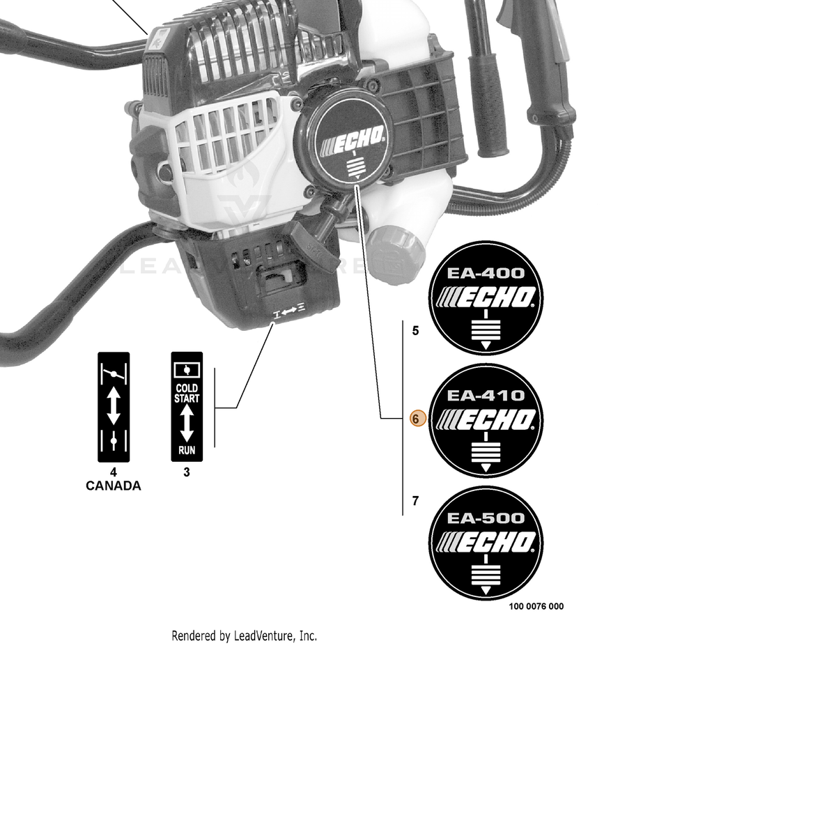 ECHO part X547001460 — IPL diagram snippet (6x zoom, amber highlight)