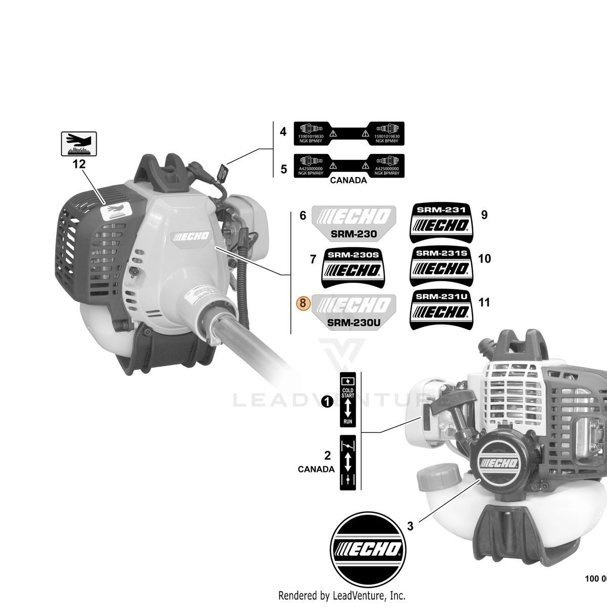 ECHO part X547001470 — IPL diagram snippet (6x zoom, amber highlight)
