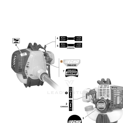 ECHO part X547001491 — IPL diagram snippet (6x zoom, amber highlight)
