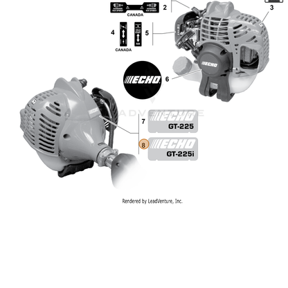ECHO part X547001520 — IPL diagram snippet (6x zoom, amber highlight)