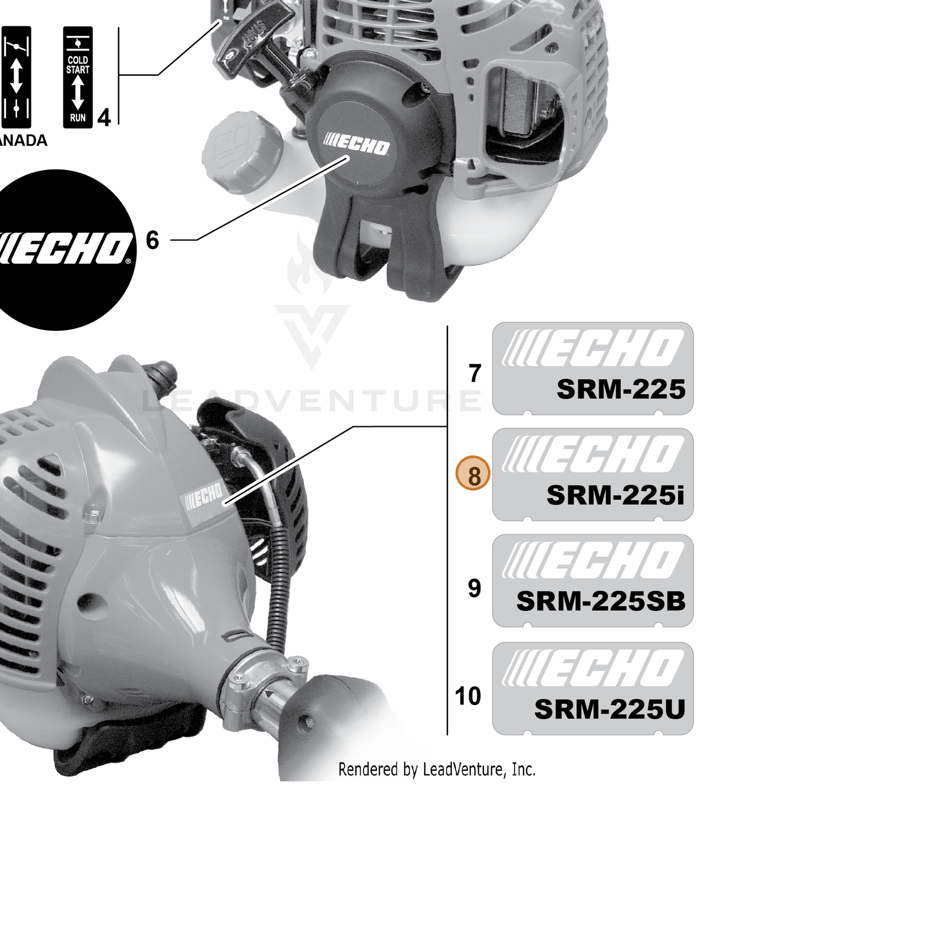 ECHO part X547001530 — IPL diagram snippet (6x zoom, amber highlight)