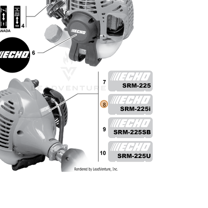 ECHO part X547001530 — IPL diagram snippet (6x zoom, amber highlight)