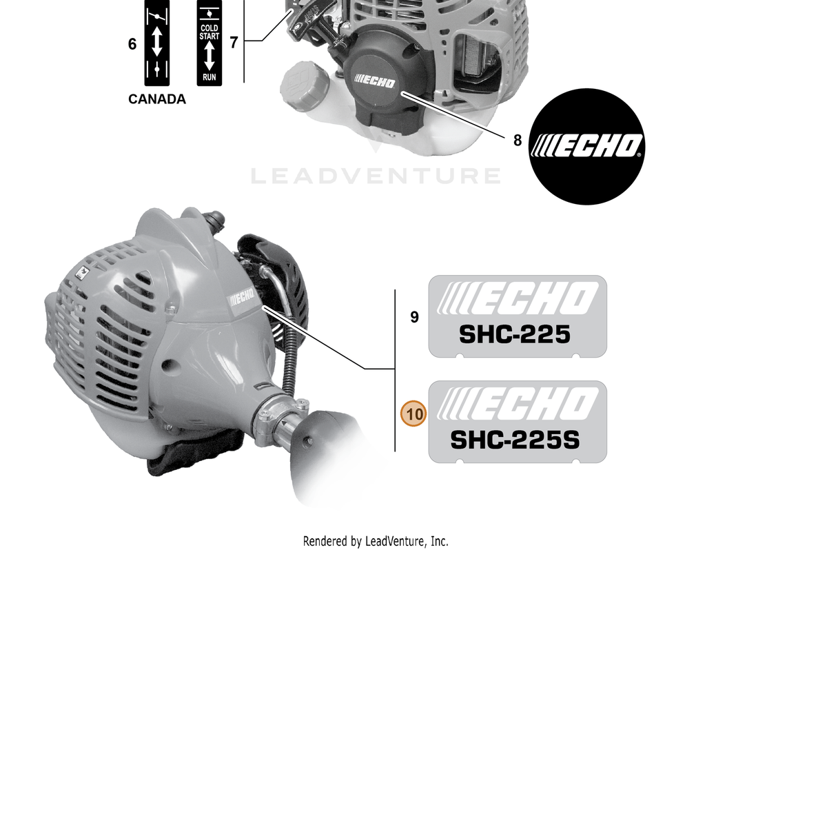 ECHO part X547001620 — IPL diagram snippet (6x zoom, amber highlight)