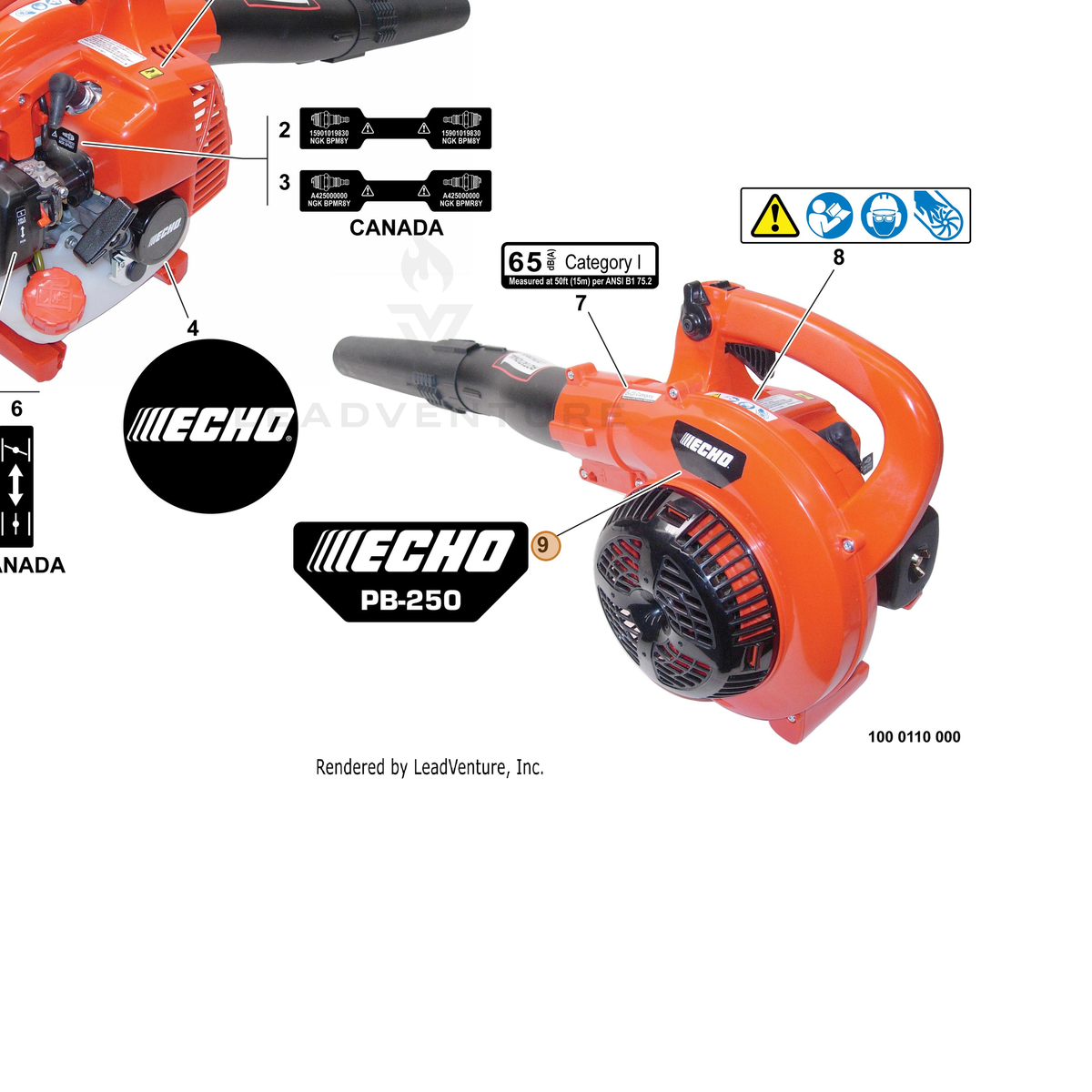 ECHO part X547001690 — IPL diagram snippet (6x zoom, amber highlight)
