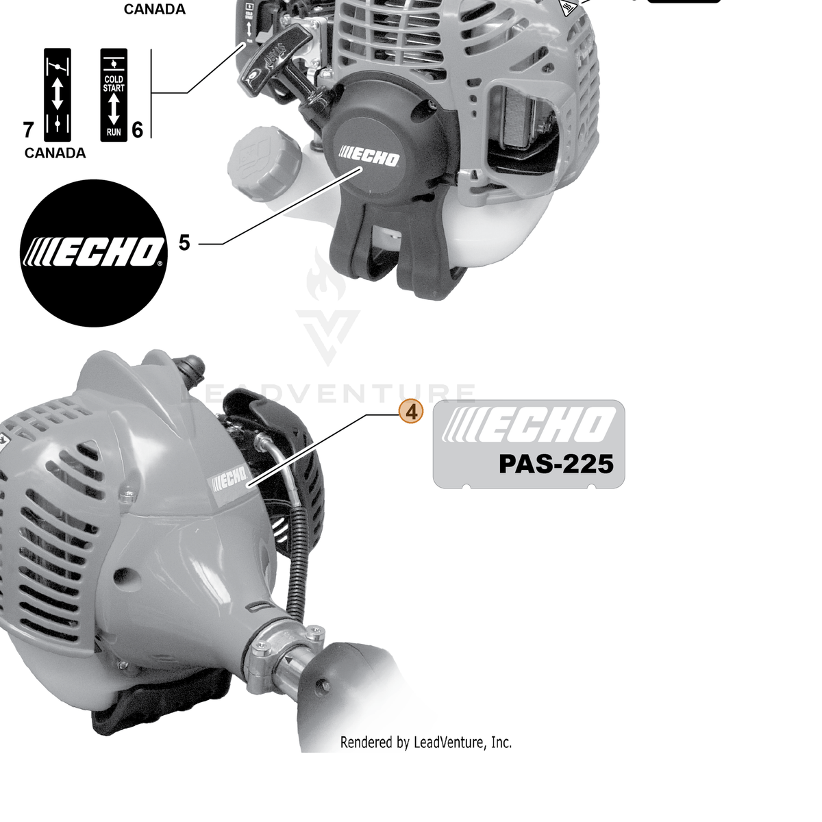 ECHO part X547001780 — IPL diagram snippet (6x zoom, amber highlight)