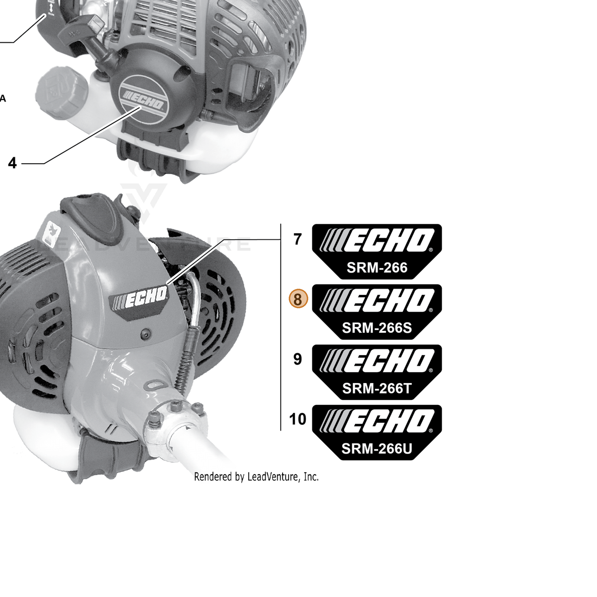 ECHO part X547001980 — IPL diagram snippet (6x zoom, amber highlight)
