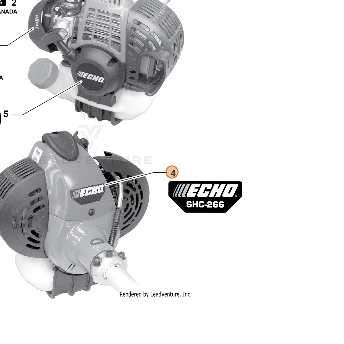 ECHO part X547002040 — IPL diagram snippet (6x zoom, amber highlight)