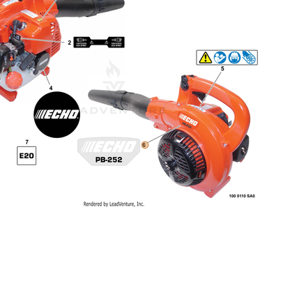 ECHO part X547002250 — IPL diagram snippet (6x zoom, amber highlight)