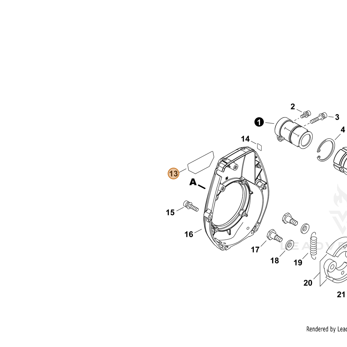 ECHO part X547003540 — IPL diagram snippet (6x zoom, amber highlight)