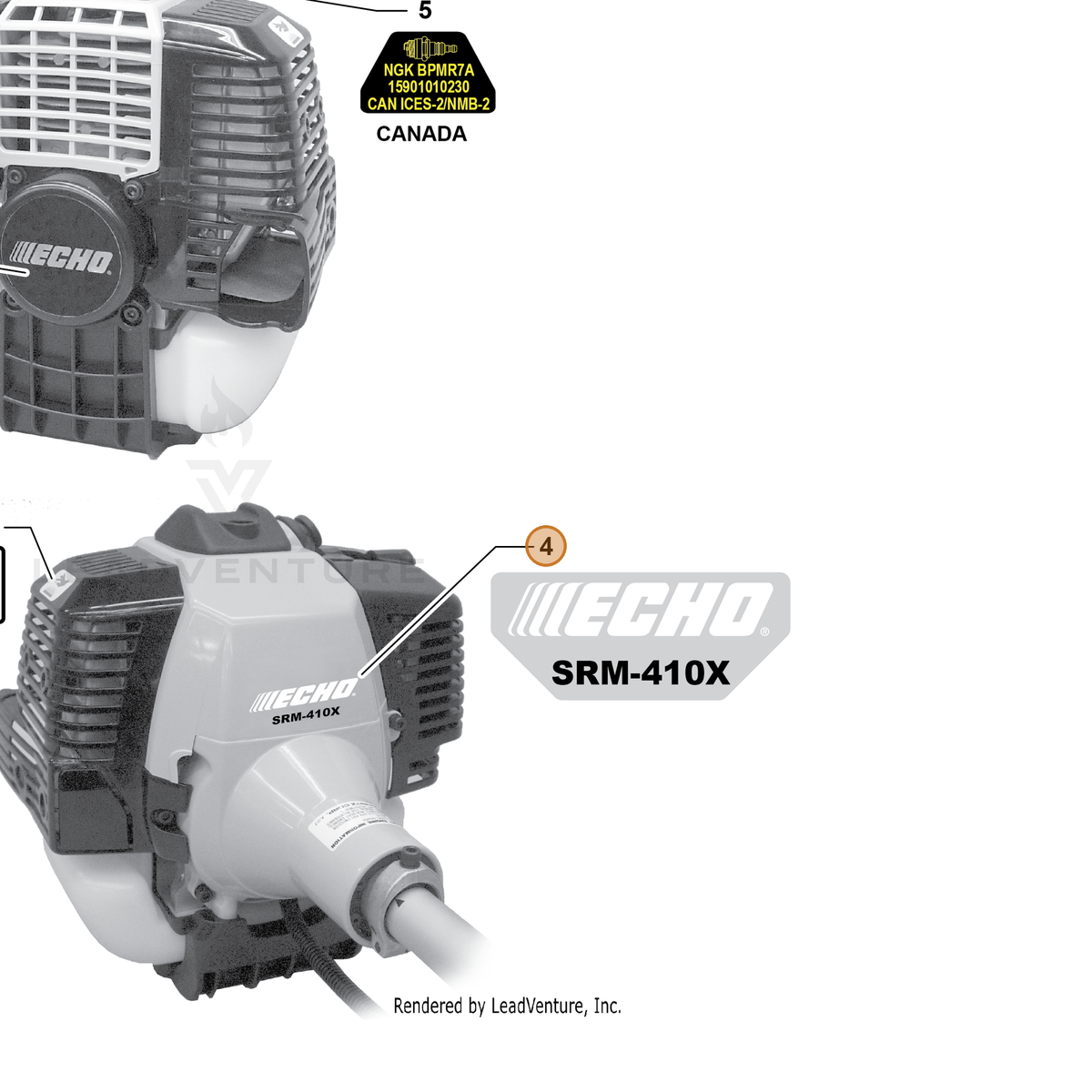 ECHO part X547003690 — IPL diagram snippet (6x zoom, amber highlight)
