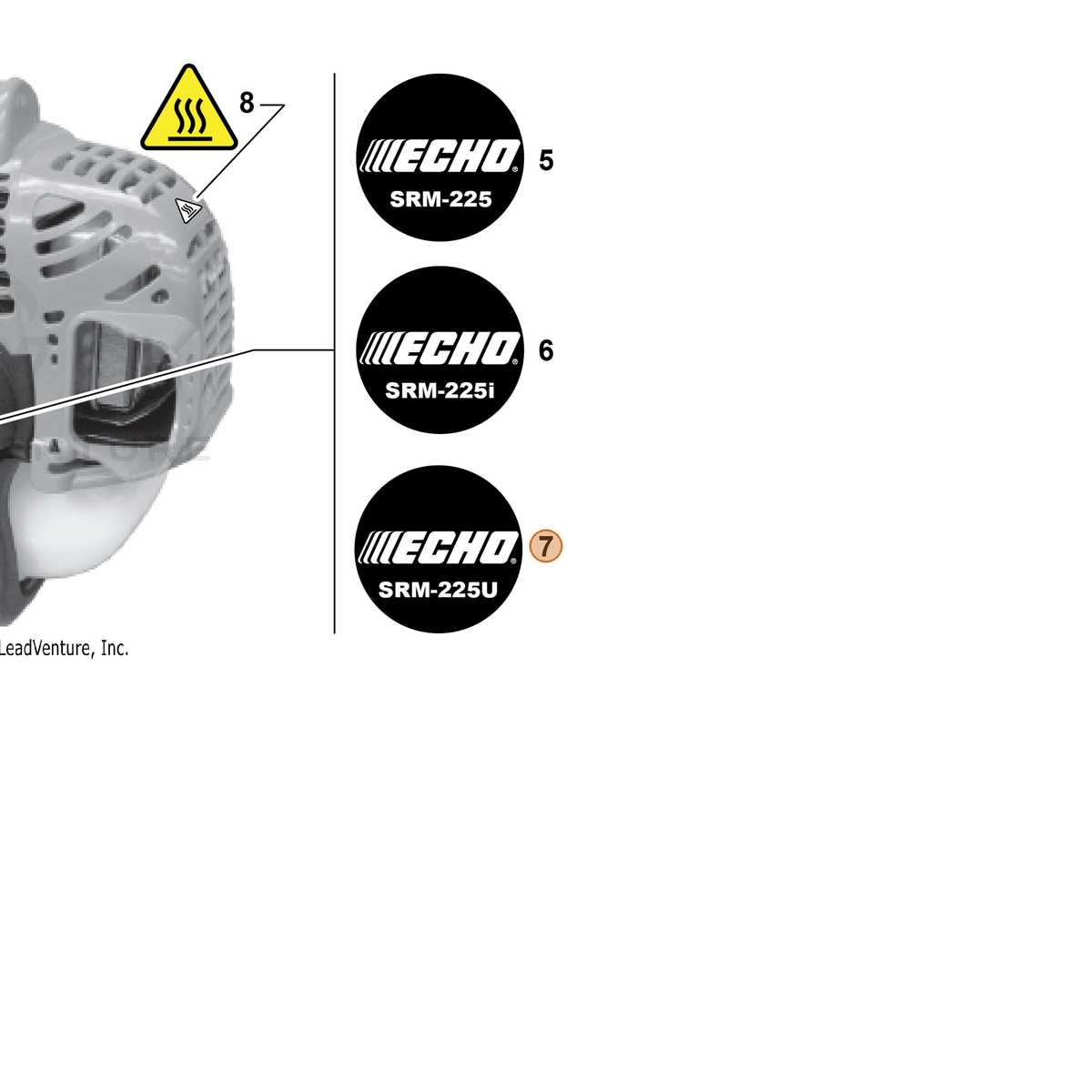 ECHO part X548000040 — IPL diagram snippet (6x zoom, amber highlight)