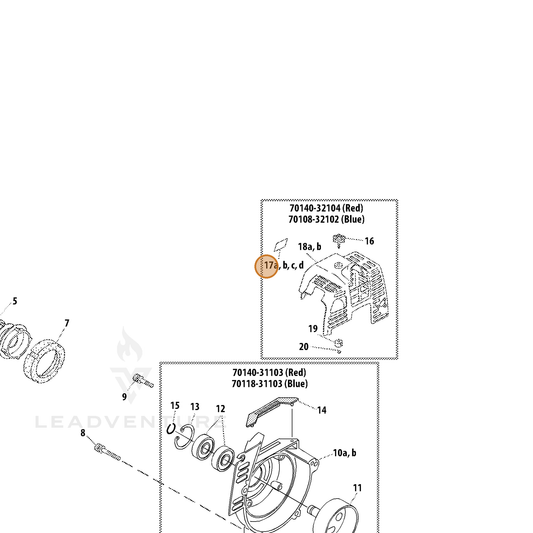 Echo part X562001390 — IPL diagram snippet (6x zoom, amber highlight)