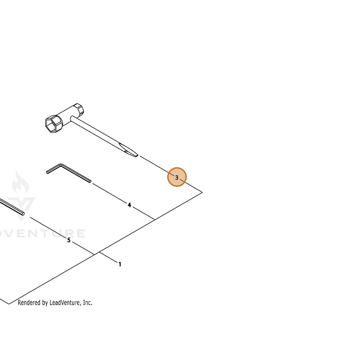 ECHO part X605000100 — IPL diagram snippet (6x zoom, amber highlight)