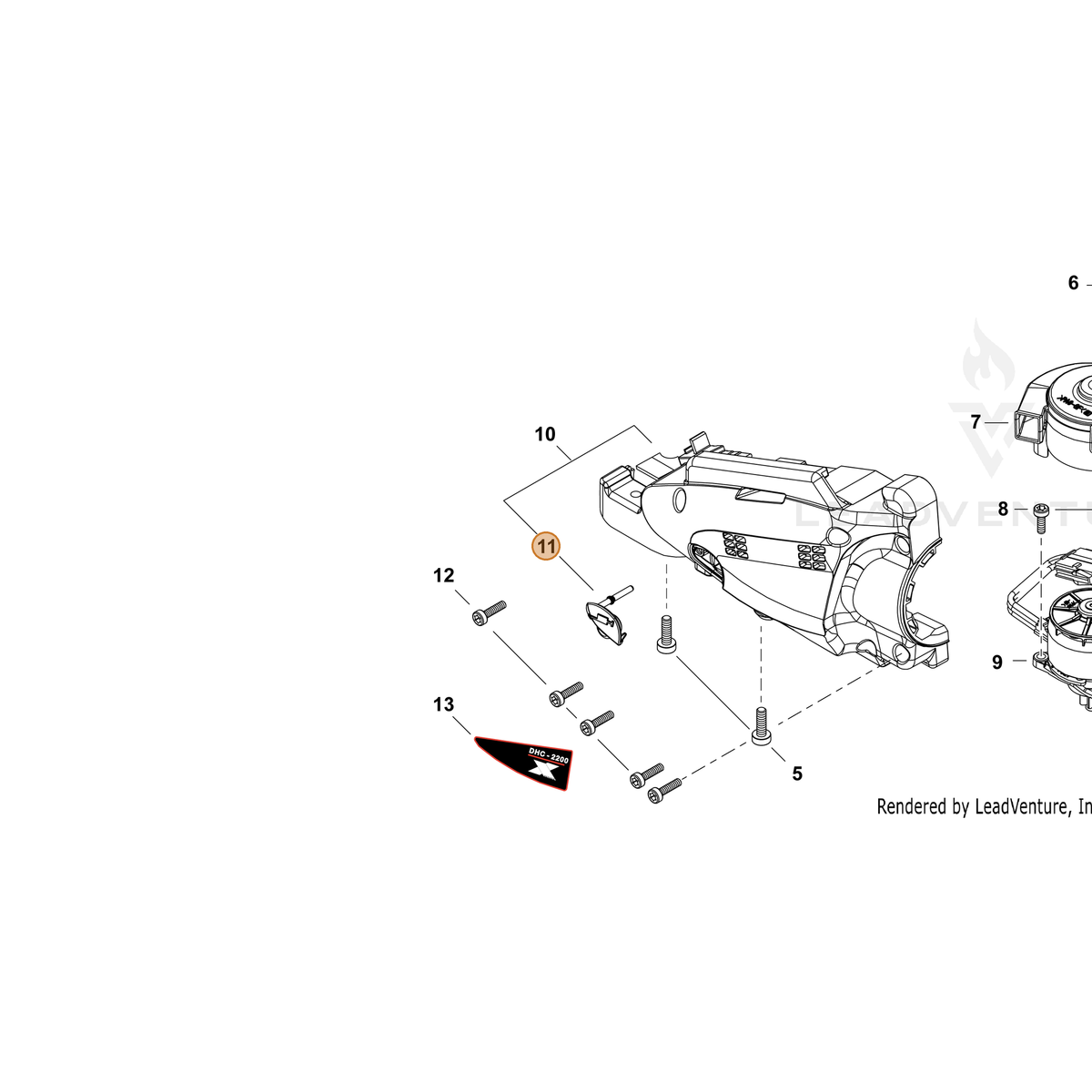 ECHO part X638000010 — IPL diagram snippet (6x zoom, amber highlight)