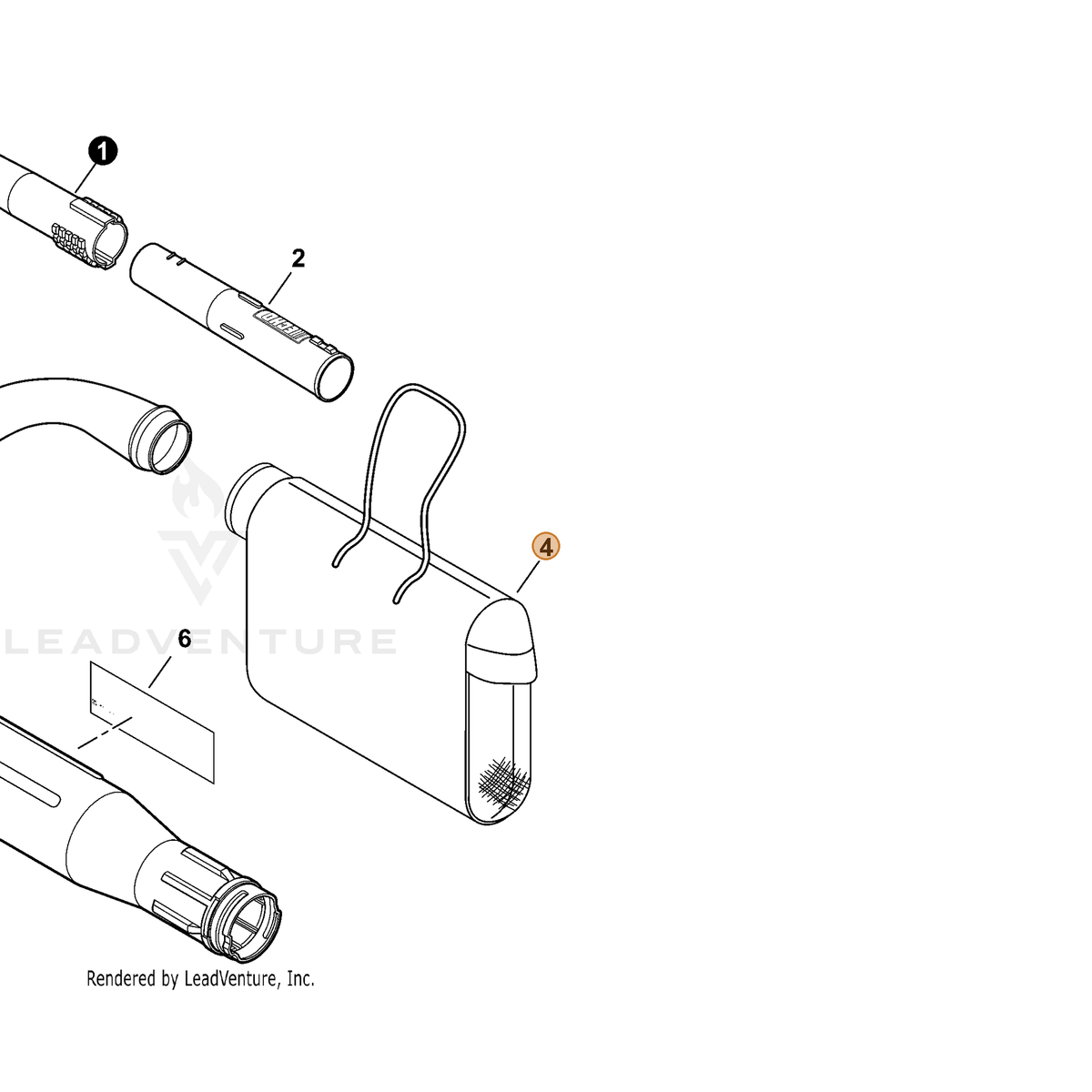ECHO part X692000190 — IPL diagram snippet (6x zoom, amber highlight)