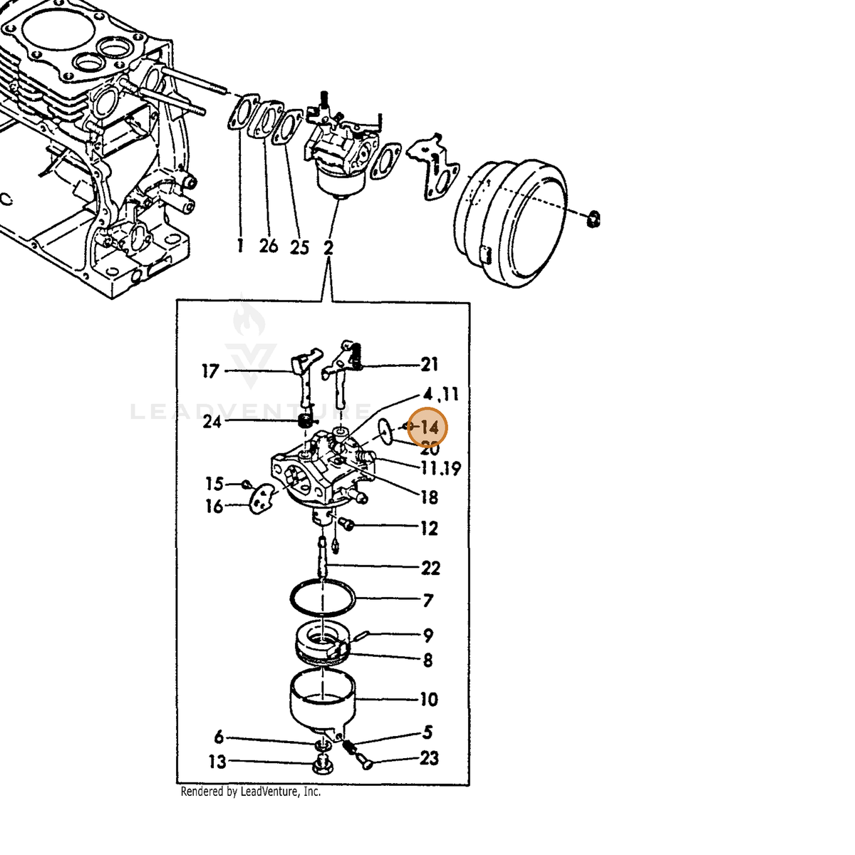 ECHO part Y16012056670 — IPL diagram snippet (6x zoom, amber highlight)
