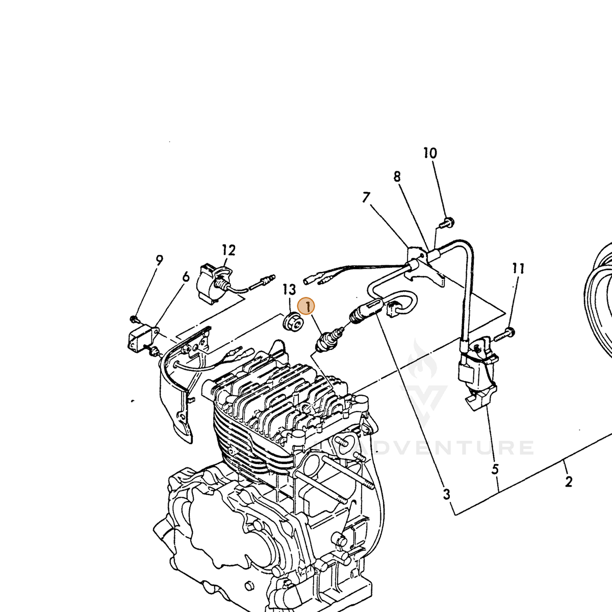ECHO part Y16023278010 — IPL diagram snippet (6x zoom, amber highlight)