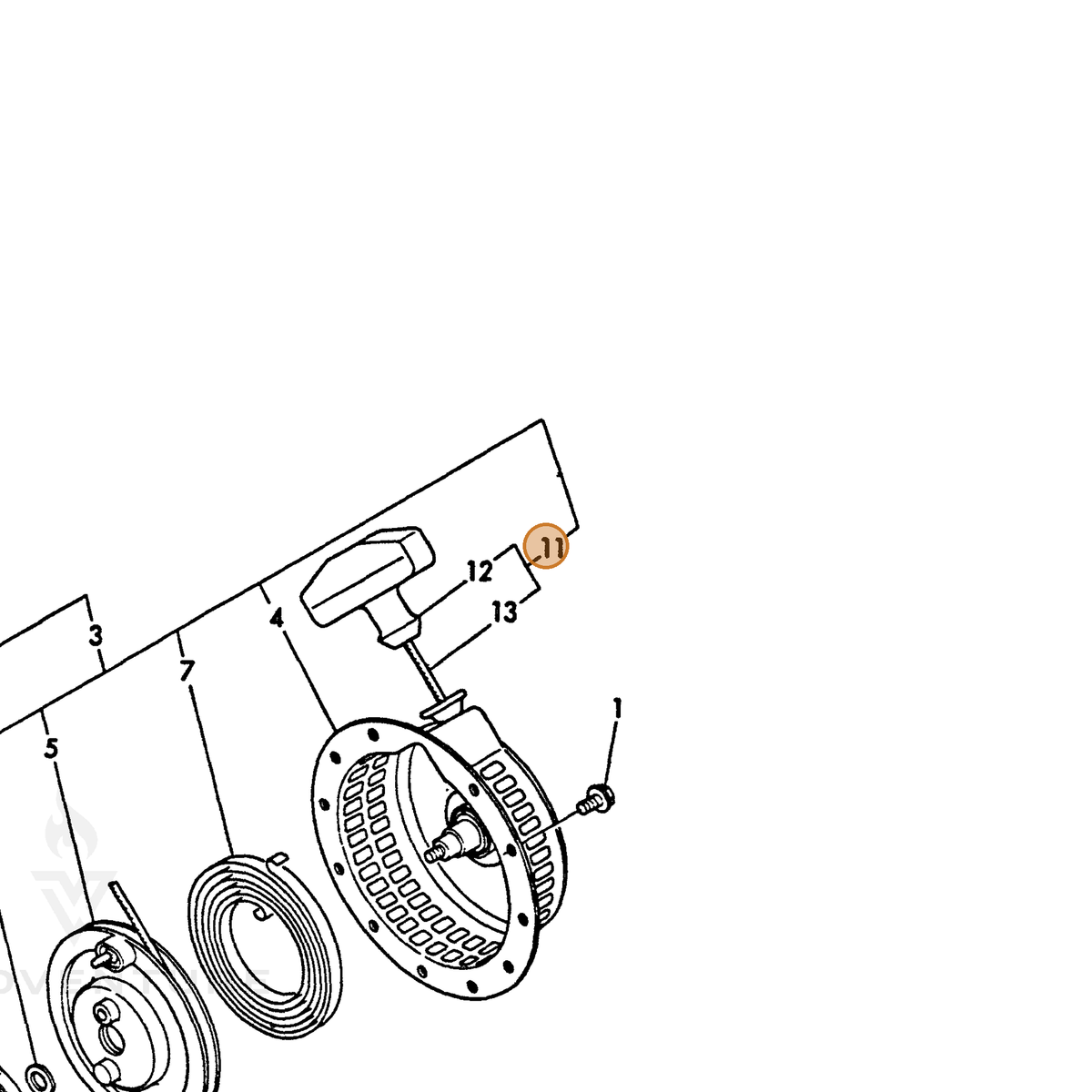 ECHO part Y16026076610 — IPL diagram snippet (6x zoom, amber highlight)