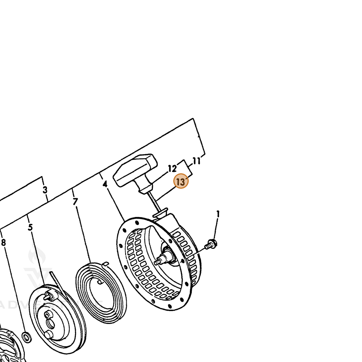 ECHO part Y16026076630 — IPL diagram snippet (6x zoom, amber highlight)