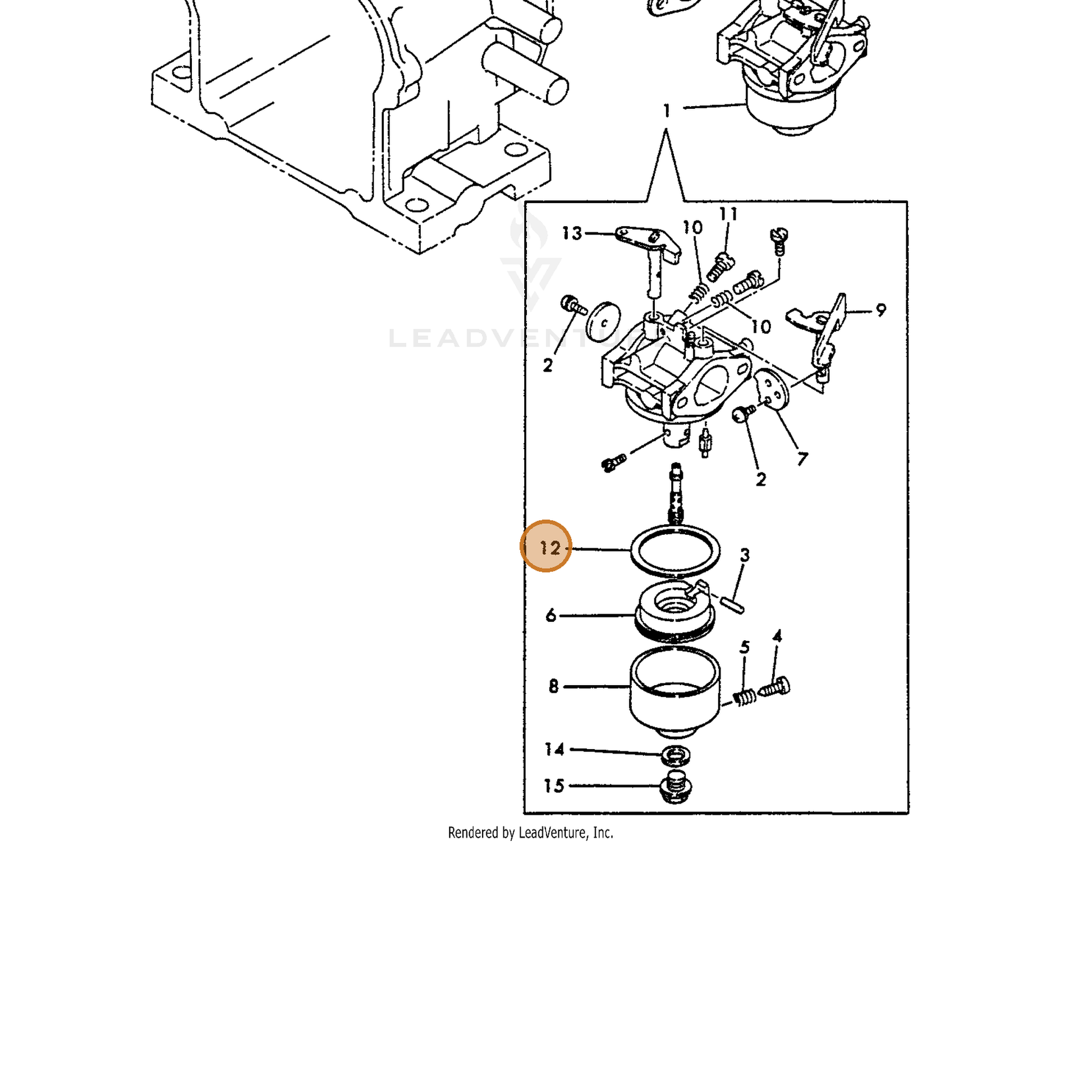 ECHO part Y16051056610 — IPL diagram snippet (6x zoom, amber highlight)