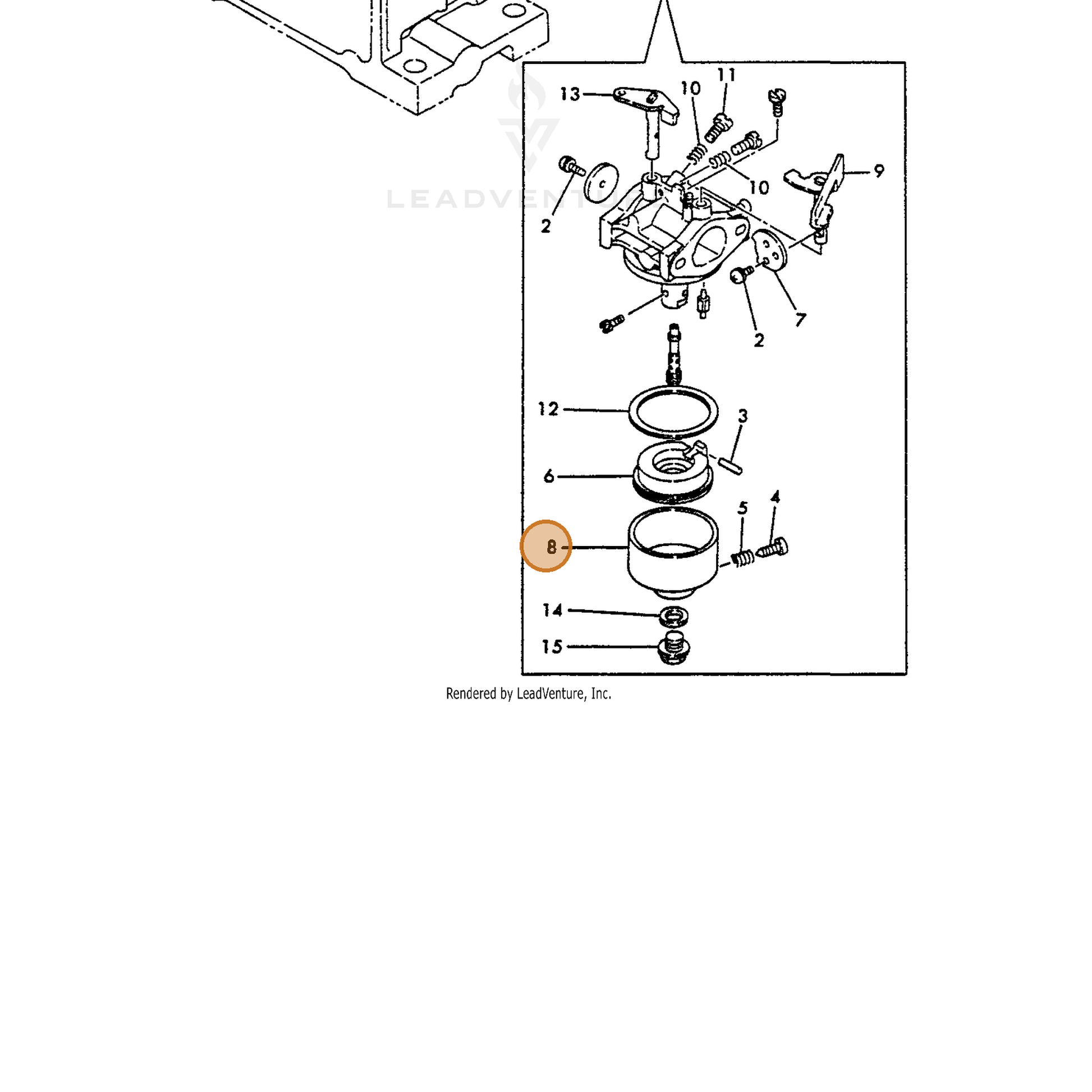 ECHO part Y16051056640 — IPL diagram snippet (6x zoom, amber highlight)