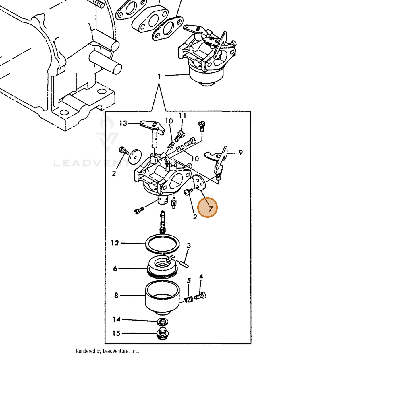 ECHO part Y16051056680 — IPL diagram snippet (6x zoom, amber highlight)