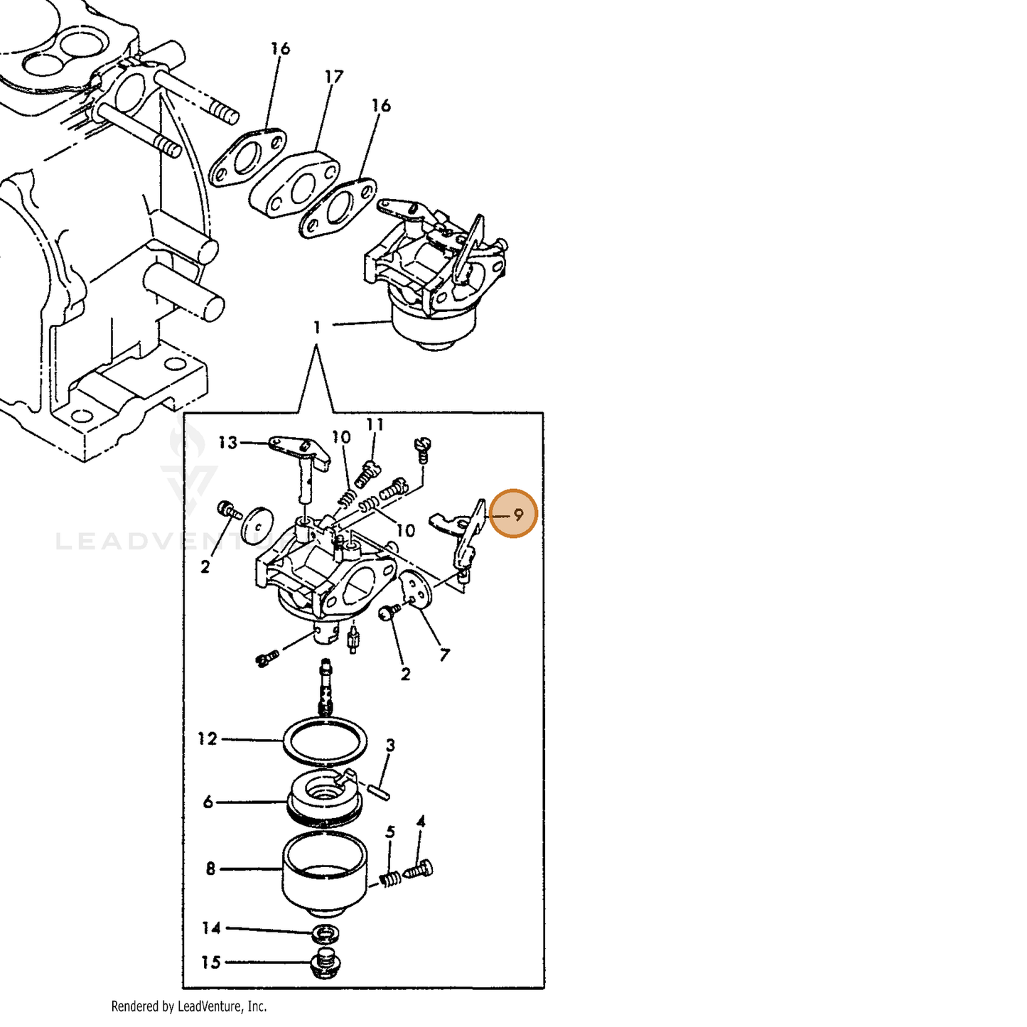 ECHO part Y16051056690 — IPL diagram snippet (6x zoom, amber highlight)