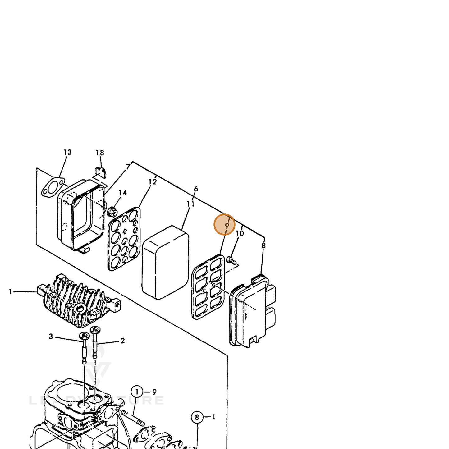 ECHO part Y16052012560 — IPL diagram snippet (6x zoom, amber highlight)