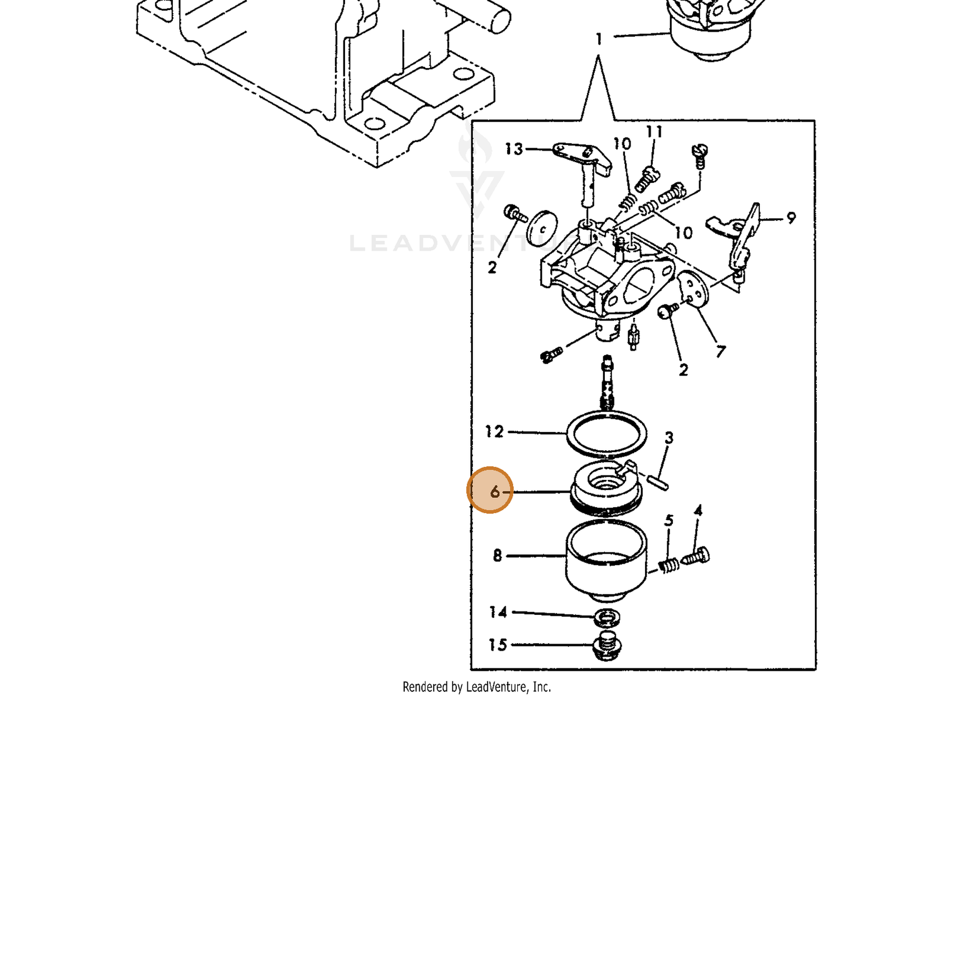 ECHO part Y16054056620 — IPL diagram snippet (6x zoom, amber highlight)