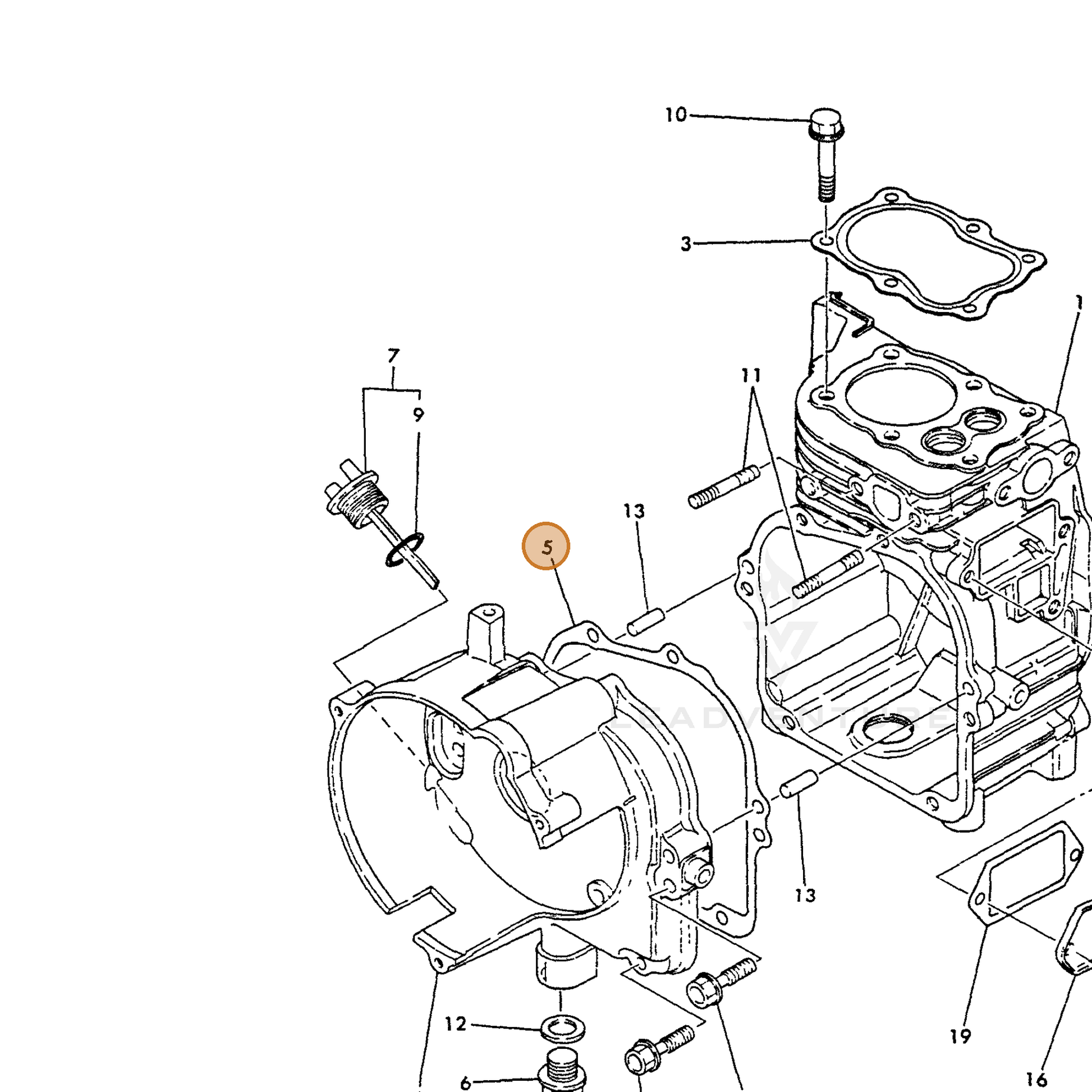 ECHO part Y16056001410 — IPL diagram snippet (6x zoom, amber highlight)