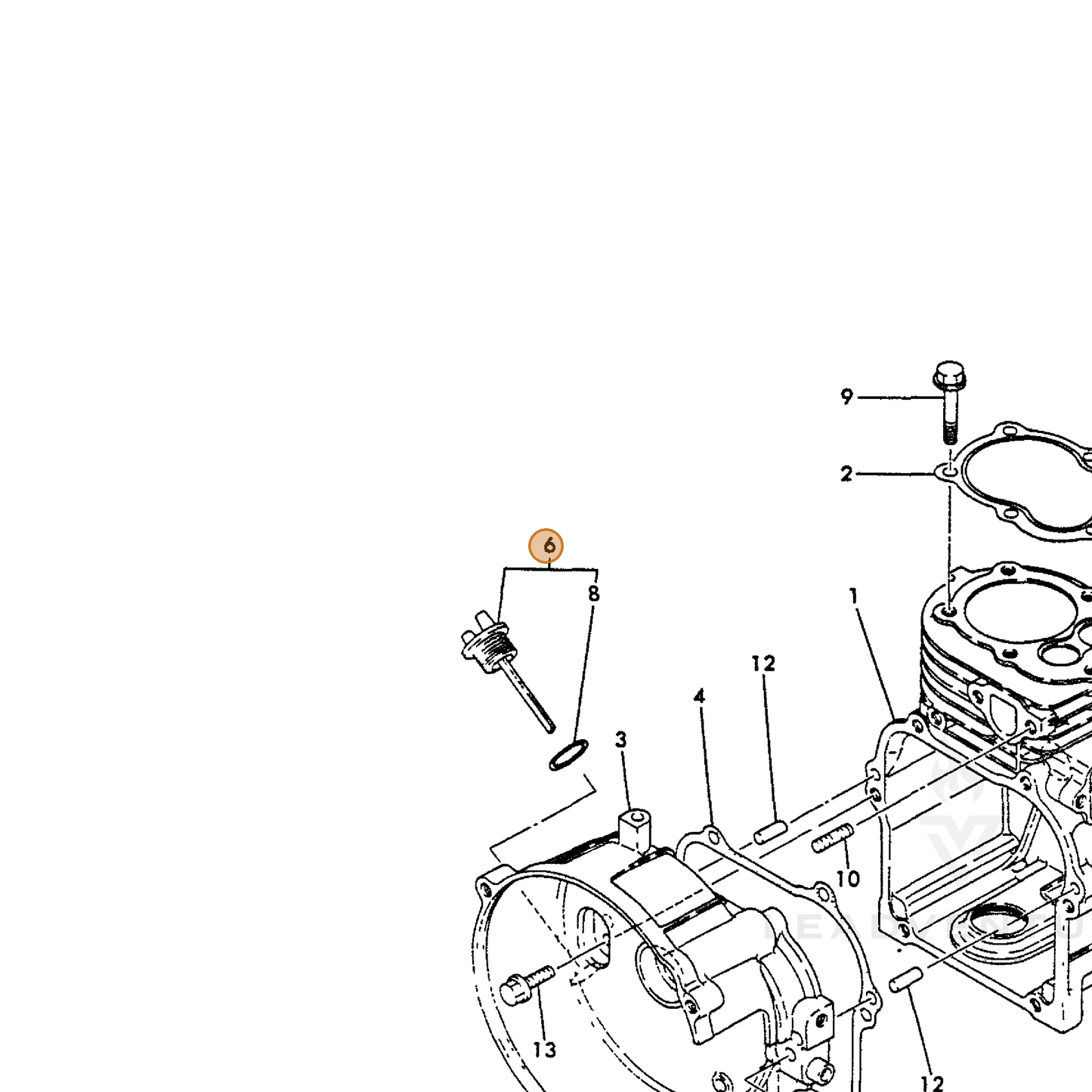 ECHO part Y16056001740 — IPL diagram snippet (6x zoom, amber highlight)