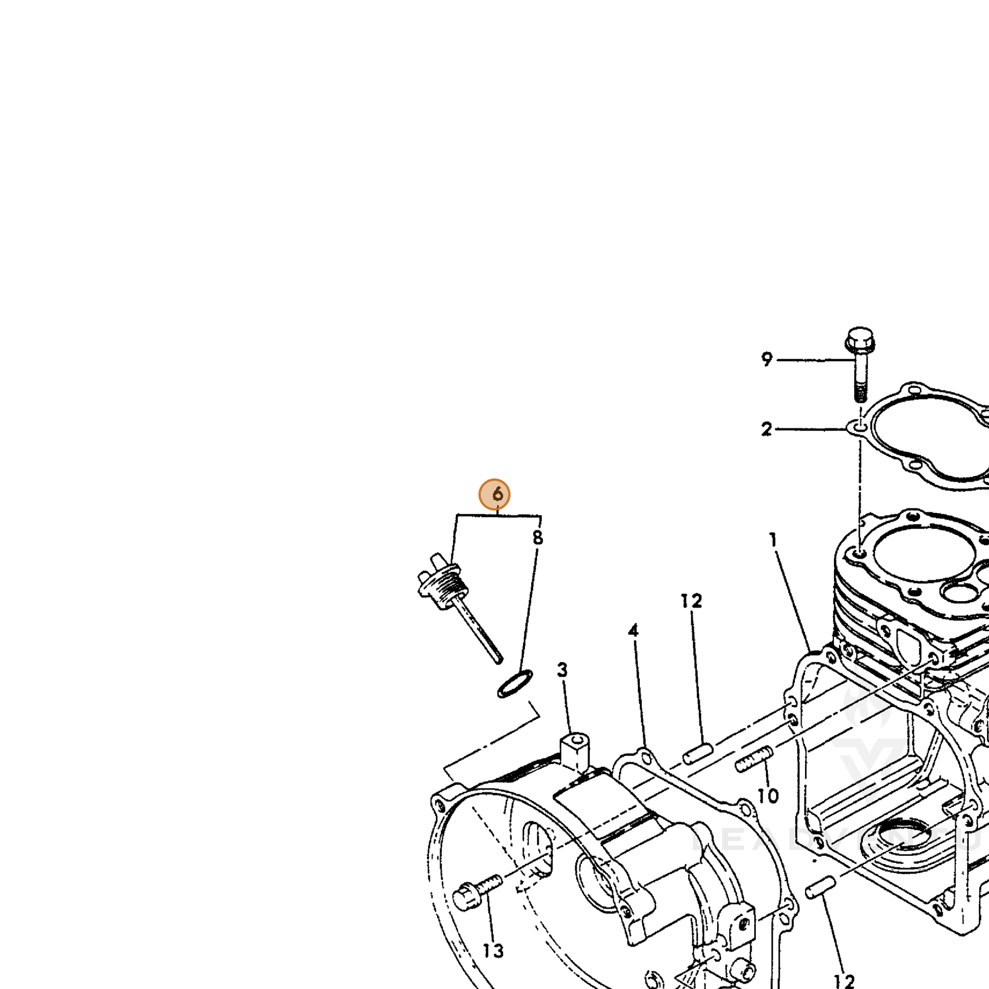 ECHO part Y16056001740 — IPL diagram snippet (6x zoom, amber highlight)